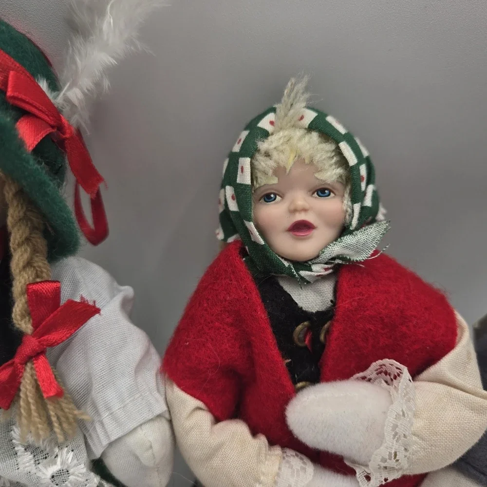 Hand Painted German Bavarian Porcelain Doll‎ Girl Boy Grandma Vtg Folk Figures